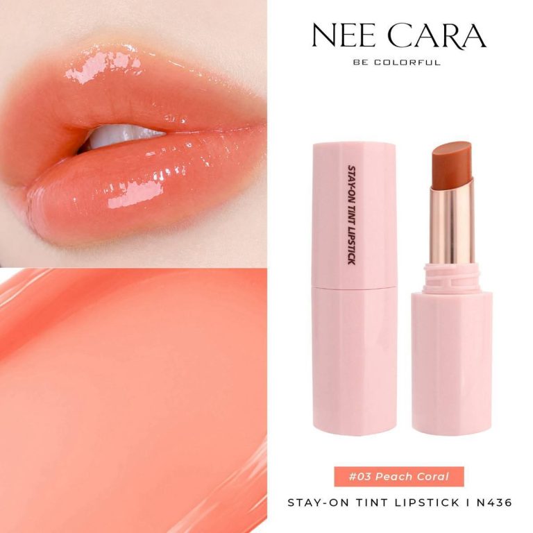 N436 Nee cara be colorful stay-on tint lipstick นี คารา บี คัลเลอร์ฟูล สเตย์-ออน ทินต์ ลิปสติก 4g - 03. Peach coral