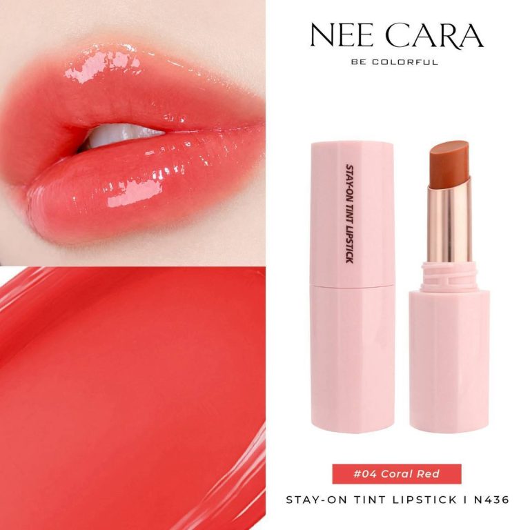 N436 Nee cara be colorful stay-on tint lipstick นี คารา บี คัลเลอร์ฟูล สเตย์-ออน ทินต์ ลิปสติก 4g - 04. Coral red